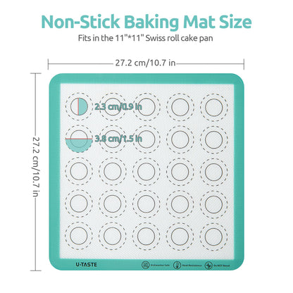 U-Taste 11x11 Inch Non Stick Silicone Baking Mat  Set (2 PCS, Aqua Sky)