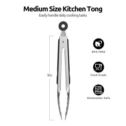 7/9/12 inch Kitchen Tongs with Metal Tips