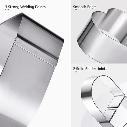 U-Taste 0.6mm Thick Stainless Steel Mousse Cake Ring Set of 5 (5 Shapes)