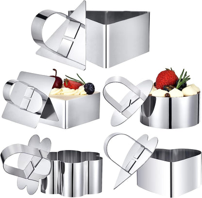 Stainless Steel Mousse Cake Ring Set of 5 (5 Shapes)
