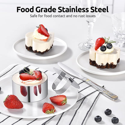 U-Taste 0.6mm Thick Stainless Steel Mousse Cake Ring Set of 5 (5 Shapes)