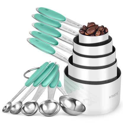 Measuring Cups and Spoons Set in 18/8 Stainless Steel