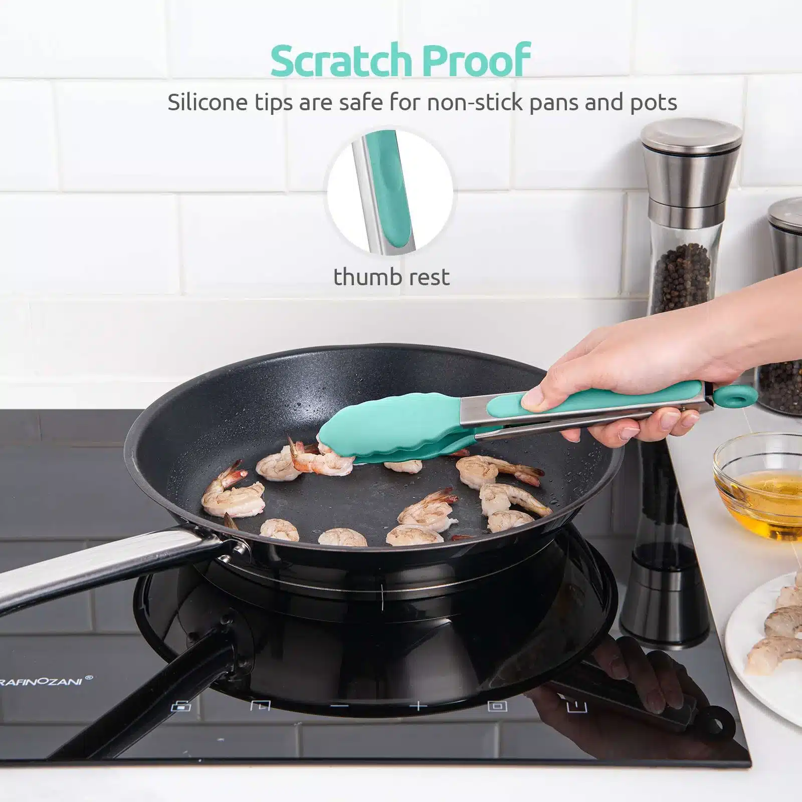 Premium Stainless Steel Kitchen Tongs Set - 3 Sizes With Silicone Tips For Cooking & Grilling